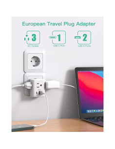 Adaptador de Enchufe de Viaje Mifaso Tipo C con USB 6 en 1 2