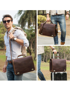 Bolsa Mensajera de Cuero Crazy Horse para Laptop 39.1 cm 2