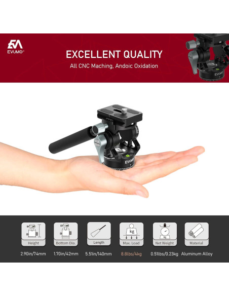 Cabezal de trípode mini EVUMO H3, 360 panorámico, 4kg Cabezal de trípode mini EVUMO H3, 360 panorámico, 4kg