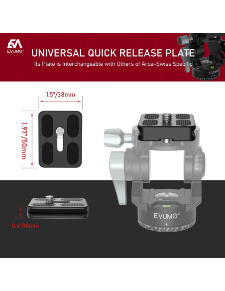 Cabezal de trípode mini EVUMO H3, 360 panorámico, 4kg Cabezal de trípode mini EVUMO H3, 360 panorámico, 4kg