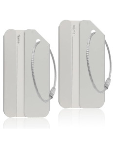 Etiquetas de Equipaje de Aluminio Ovener 2 Pack Plata