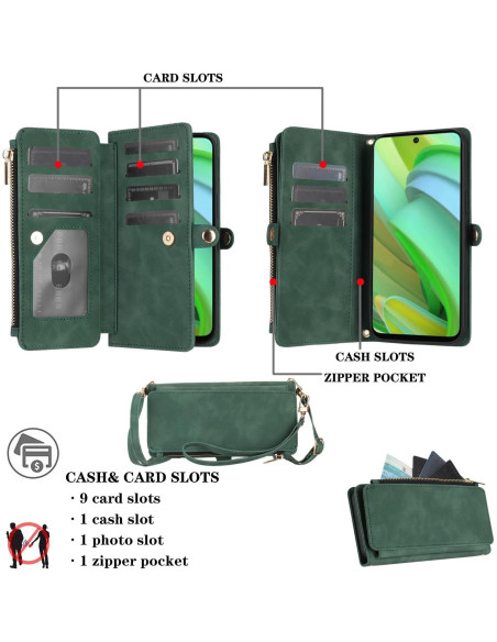 Funda Asuwish Flip Verde para Motorola Moto G Power 5G 2023 Funda Asuwish Flip Verde para Motorola Moto G Power 5G 2023