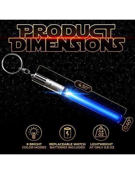 Llavero Espada Láser LED Star Wars 8 Modos de Color 10.16 cm Llavero Espada Láser LED Star Wars 8 Modos de Color 10.16 cm