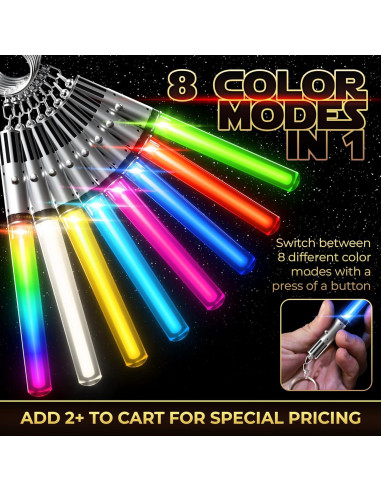 Llavero Espada Láser LED Star Wars 8 Modos de Color 10.16 cm