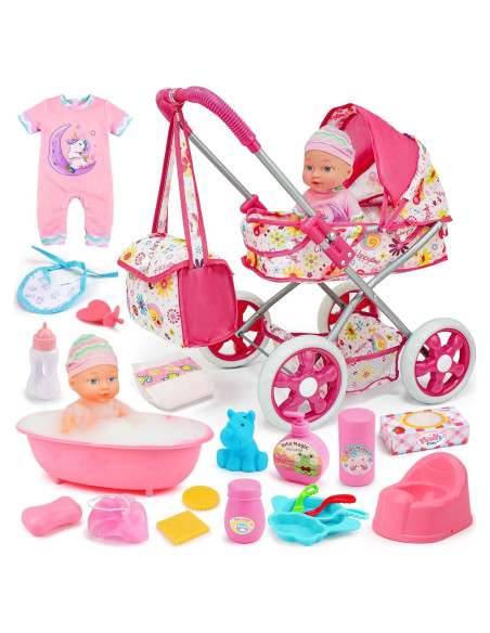 Juego de Carrito de Muñeca Qirtey con 20 Accesorios 31.75 cm Juego de Carrito de Muñeca Qirtey con 20 Accesorios 31.75 cm