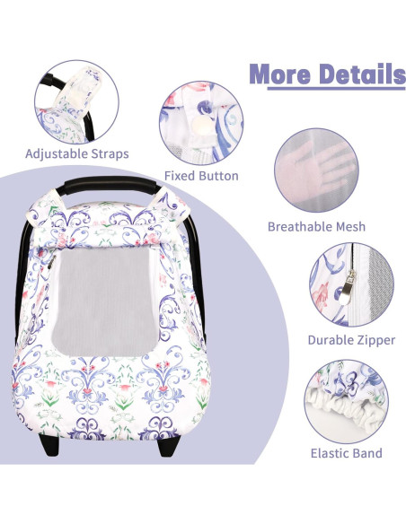 Funda de Asiento de Coche para Bebé HNHUAMING Floral Azul Funda de Asiento de Coche para Bebé HNHUAMING Floral Azul