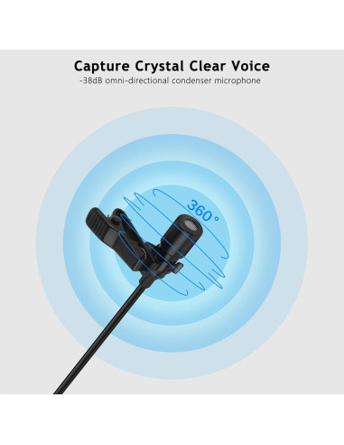 Micrófono Lavalier DUNGZDUZ M5 Clip-on 3.5mm 2 Paquetes