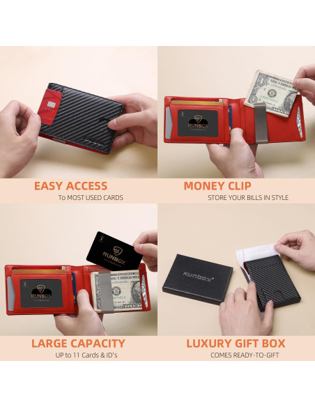Cartera Bifold RUNBOX Slim para Hombres con Bloqueo RFID Cartera Bifold RUNBOX Slim para Hombres con Bloqueo RFID