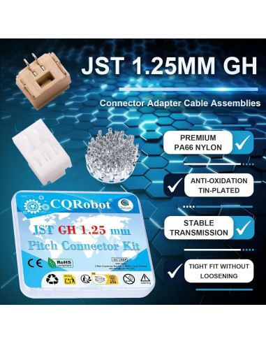 Kit de Conectores JST GH 1.25mm 2-Pin CQRobot - 100 Juegos