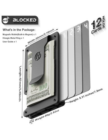 Cartera Minimalista HIESGIE Magnética con Bloqueo RFID - Negro