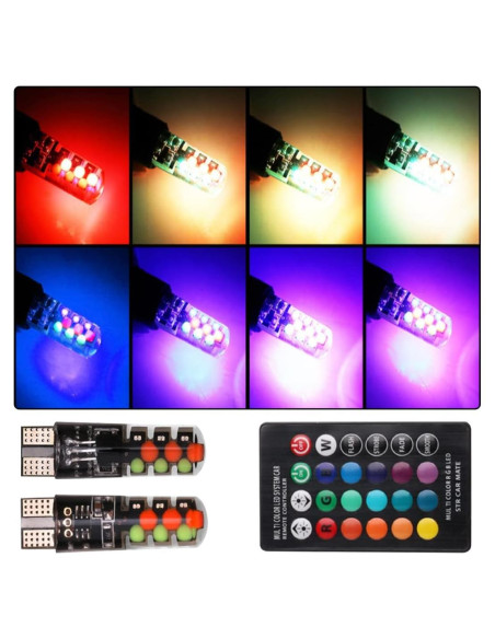 Bombilla LED RGB T10 HIPOPY con Control Remoto - 2 Piezas Bombilla LED RGB T10 HIPOPY con Control Remoto - 2 Piezas