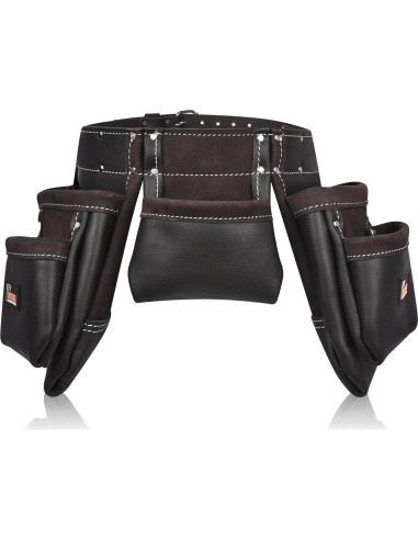 Cinturón de Herramientas de Cuero TRUTUCH 11 Bolsillos Chocolate