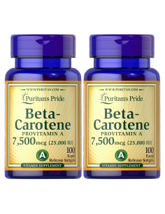 Beta Caroteno Puritan's Pride 100 Softgels Paquete de 2