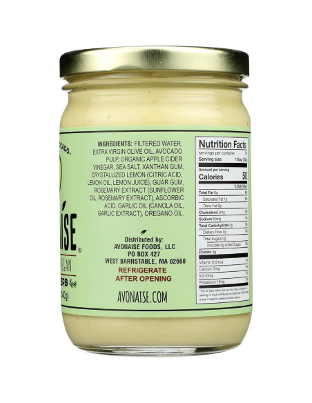 Mayonesa Vegana de Aguacate Avonais 340g con Hierbas Mayonesa Vegana de Aguacate Avonais 340g con Hierbas
