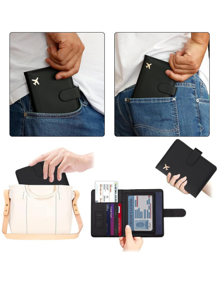 Portapasaportes RFID Melsbrinna Negro Unisex con Ranuras Portapasaportes RFID Melsbrinna Negro Unisex con Ranuras