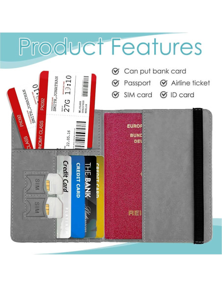 Funda de Pasaporte NISUN con Protección RFID - Gris Funda de Pasaporte NISUN con Protección RFID - Gris