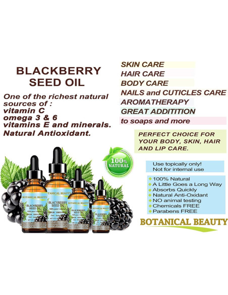 Aceite de Semilla de Mora 100% Puro Botanical Beauty 118 ml Aceite de Semilla de Mora 100% Puro Botanical Beauty 118 ml