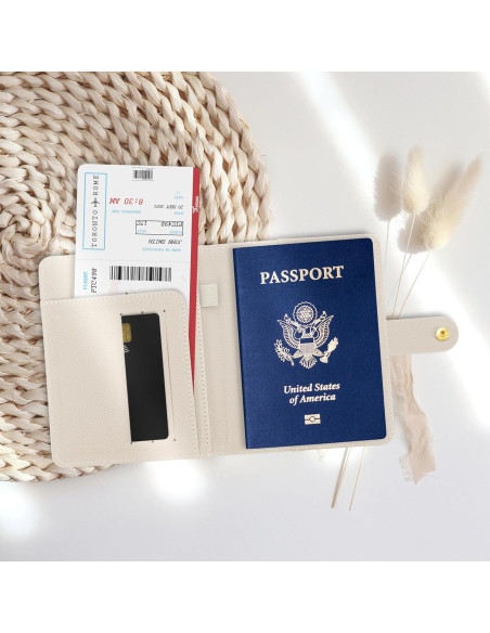 Portapasaporte ZICOTO Beige - Funda de Viaje Unisex con Soporte Portapasaporte ZICOTO Beige - Funda de Viaje Unisex con Soporte