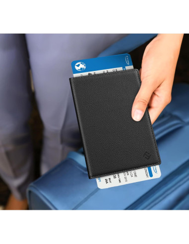 Fintie Porta Pasaporte Slim RFID Negro - Cartera de Viaje