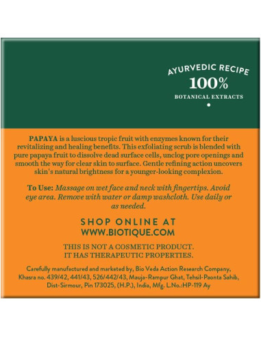Exfoliante Revitalizante Biotique BIO PAPAYA 75g para Piel