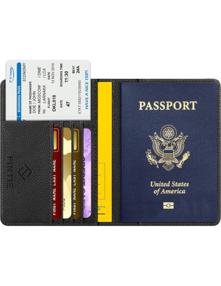Fintie Porta Pasaporte Slim RFID Negro - Cartera de Viaje Fintie Porta Pasaporte Slim RFID Negro - Cartera de Viaje