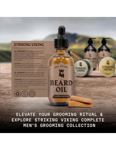 Aceite para Barba Striking Viking 60 ml - Aroma Sándalo Hidratante Aceite para Barba Striking Viking 60 ml - Aroma Sándalo Hidratante