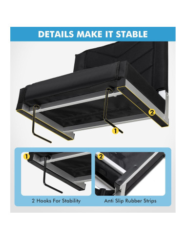 Silla de Estadio Plegable Seaonar con Respaldo y Cojín Negro