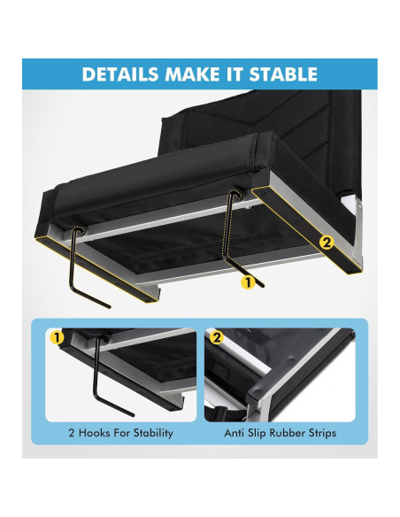 Silla de Estadio Plegable Seaonar con Respaldo y Cojín Negro Silla de Estadio Plegable Seaonar con Respaldo y Cojín Negro