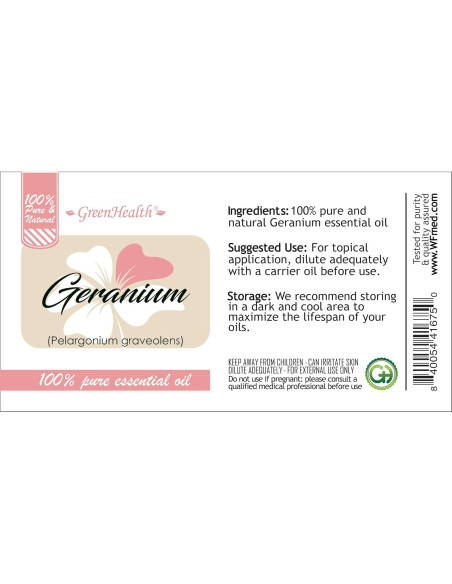 Aceite Esencial de Geranio 100% Puro GreenHealth 118 ml