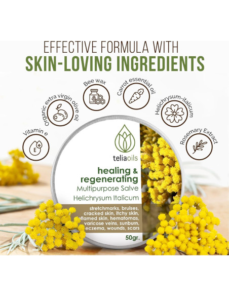 Ungüento Multipropósito Teliaoils Helichrysum 50g - Balsamo Calmante Ungüento Multipropósito Teliaoils Helichrysum 50g - Balsamo Calmante