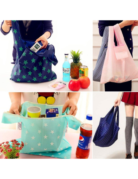 Bolsas de Tela Reutilizables BAIYA Plegables Ecológicas 6 Pzas Bolsas de Tela Reutilizables BAIYA Plegables Ecológicas 6 Pzas