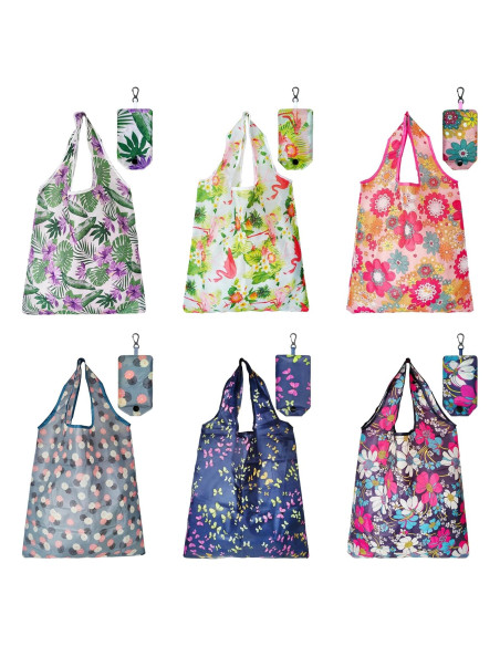 6 Bolsas de Compras Reutilizables HIQU Ecológicas Plegables 58x38cm 6 Bolsas de Compras Reutilizables HIQU Ecológicas Plegables 58x38cm