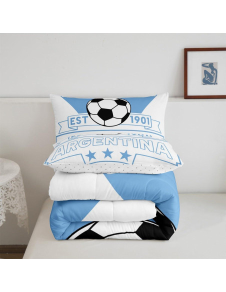 Conjunto de Ropa de Cama Completo Feelyou Fútbol Azul Blanco 3 Piezas Conjunto de Ropa de Cama Completo Feelyou Fútbol Azul Blanco 3 Piezas