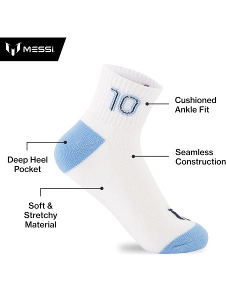 Calcetines de Tobillo Messi para Niños - Paquete de 6 - Suaves y Elásticos Calcetines de Tobillo Messi para Niños - Paquete de 6 - Suaves y Elásticos