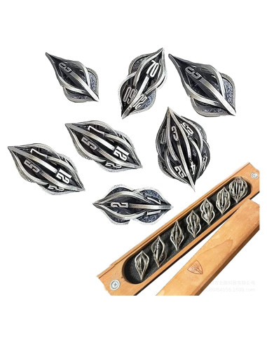Juego de Dados Poliedricos de Metal Thyggzjbs Plata Antigua