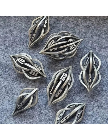 Juego de Dados Poliedricos de Metal Thyggzjbs Plata Antigua