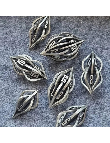 Juego de Dados Poliedricos de Metal Thyggzjbs Plata Antigua Juego de Dados Poliedricos de Metal Thyggzjbs Plata Antigua