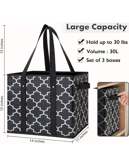 Bolsas de Compras Reutilizables WiseLife 3-Pack Plegables 15 kg Bolsas de Compras Reutilizables WiseLife 3-Pack Plegables 15 kg