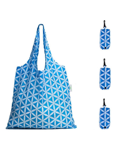 Bolsas de Compras Reutilizables HOLYLUCK Plegables 3 Flores Azules