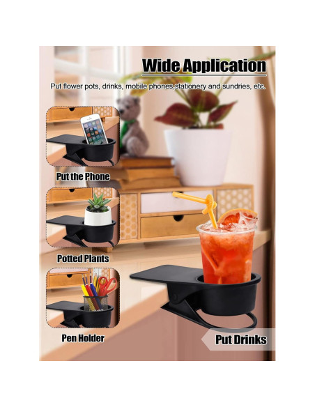 Soporte para Tazas Kalolary 2PCS Clip Negro para Escritorio Soporte para Tazas Kalolary 2PCS Clip Negro para Escritorio