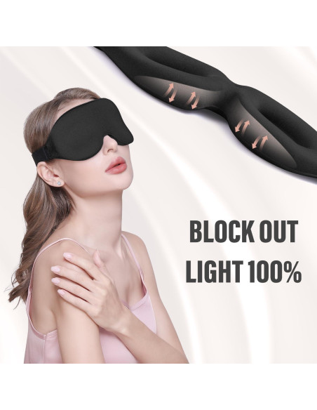 Máscara de Sueño YIVIEW 3D Ajustable Bloqueo Luz Negra Máscara de Sueño YIVIEW 3D Ajustable Bloqueo Luz Negra