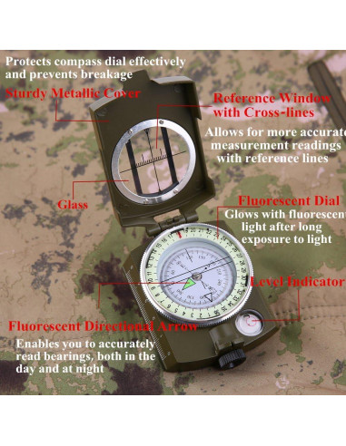 Brújula Sportneer Visor Militar Impermeable para Senderismo
