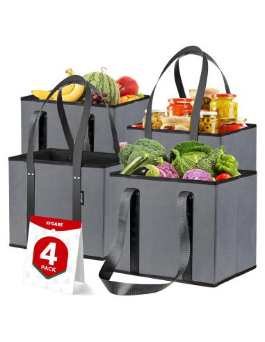 Bolsas de Compras Reutilizables XPCARE 4 Paquete Alta Resistencia
