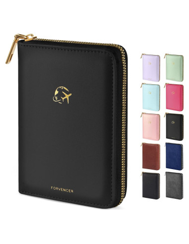 Funda para Pasaporte Forvencer con Cierre Cremallera Negra