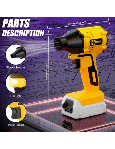 Soplador de Aire Ohyes 20V Sin Escobillas 440 MPH Ligero