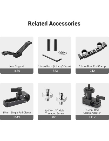 Varilla Micro 15mm SMALLRIG con Rosca 1/4" - 38mm Varilla Micro 15mm SMALLRIG con Rosca 1/4" - 38mm