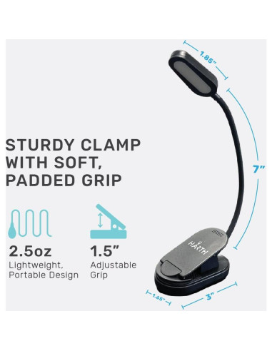 Luz de lectura con clip Harth recargable 1200 mAh LED