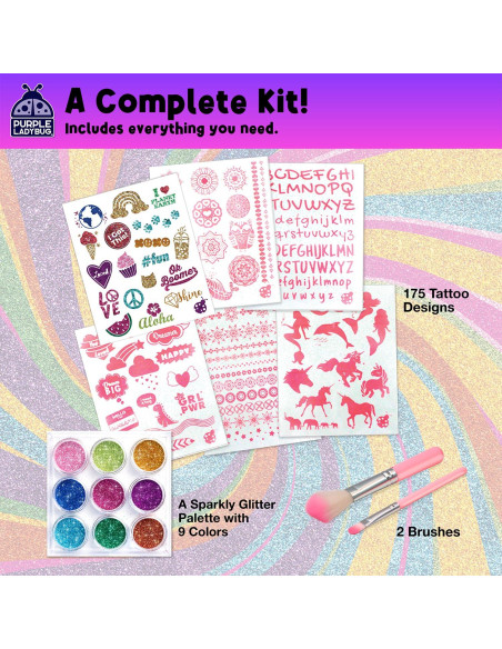 Kit de Tatuajes Temporales Purpurina 175 Piezas Niños Kit de Tatuajes Temporales Purpurina 175 Piezas Niños