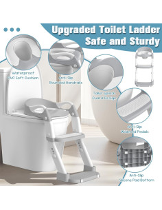 Asiento de Entrenamiento para Baño Niños Gris 3 en 1 2