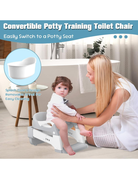 Asiento de Entrenamiento para Baño Niños Gris 3 en 1 Asiento de Entrenamiento para Baño Niños Gris 3 en 1